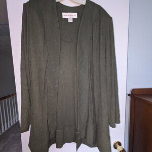 Susan Graver crinkle long cardigan